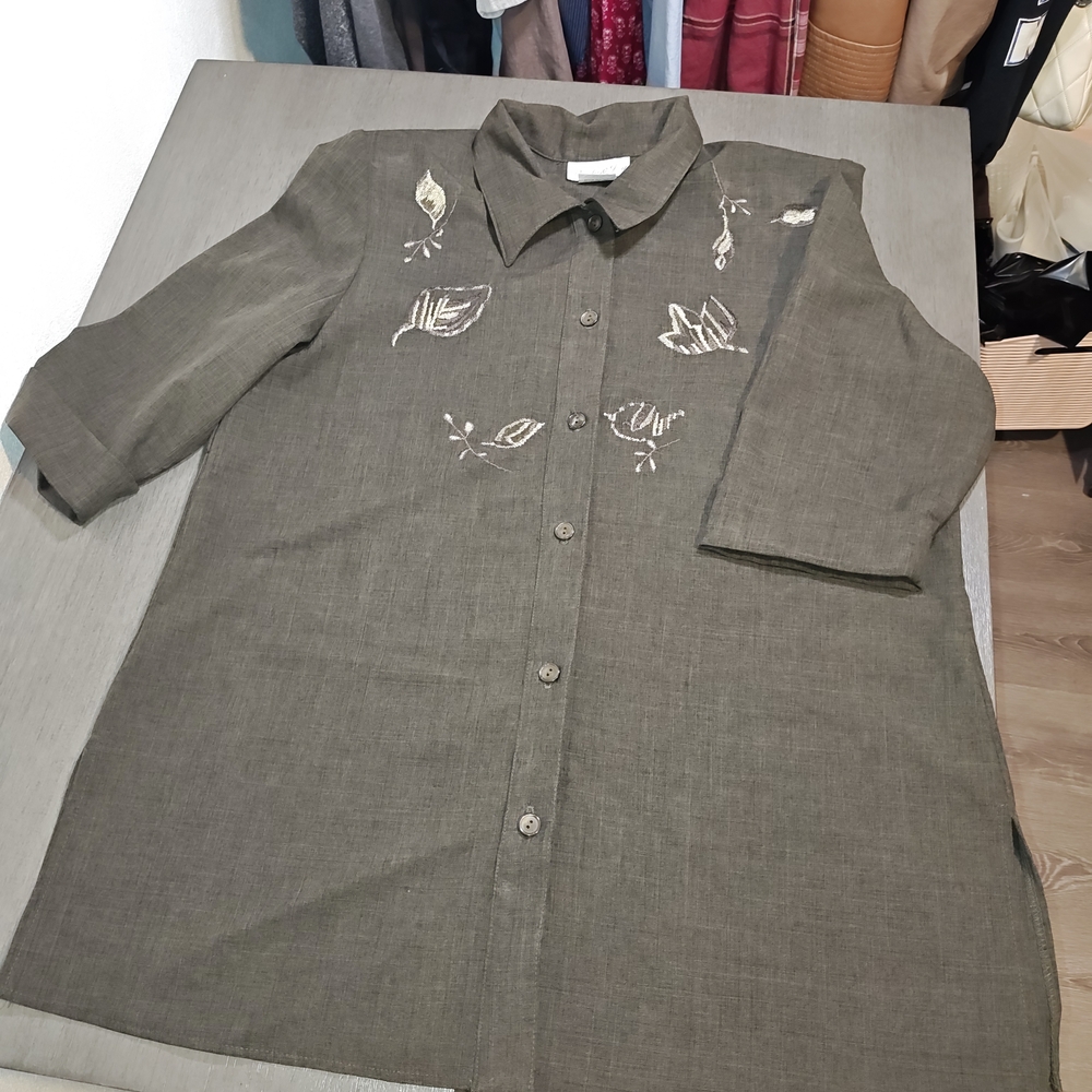 Pride & Joy Woman's Top,Shoulder Pads, Olive Green, Size‎ 16W